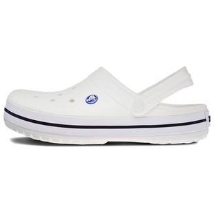 男女同款 Crocs 運動涼鞋 卡駱班沙灘洞洞 白 Crocband