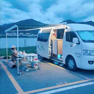 房車遮陽棚汽車電動側邊遮陽簾車邊帳篷大通V80V90全順特順側邊帳