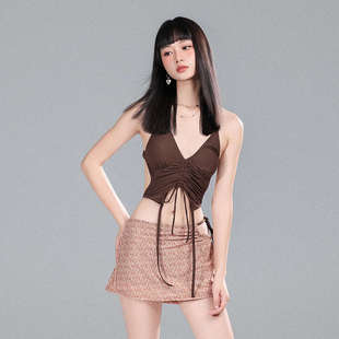 Funhancouple泳衣女2025新款 分體性感露背比基尼純欲掛脖小胸聚攏