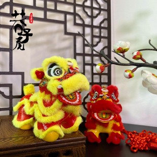 國潮醒獅舞獅手工汽車車載車內中控小擺件裝 飾保平安招財可愛擺件