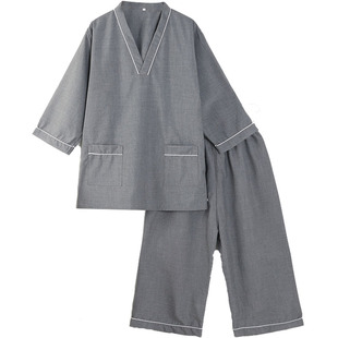 q男款 袖 足浴按摩服洗浴中心客人睡衣桑拿服 汗蒸服7分長褲 新款