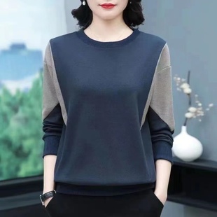 顯瘦上衣打底 中年媽媽衛衣寬松大R尺碼 純棉長袖 t恤女春秋2023新款