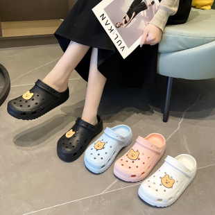 輕便軟底百搭兩穿涼拖鞋 外穿防滑平底百搭洞洞H鞋 女夏季 孕婦涼鞋
