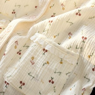 2025年新款 s夏季 高級(jí)感蕾絲花邊家居服 套裝 紗布睡衣女春秋長(zhǎng)袖