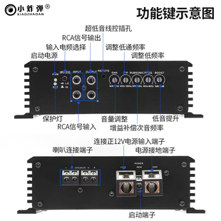 現貨D類炸機e汽車功放2000W數字大功率單路低音炮功放帶線控高低