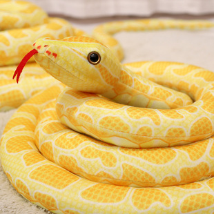 仿真黃金蟒蛇毛絨玩具玩偶禮物男生款 布娃娃惡搞動物大蛇公仔兒童