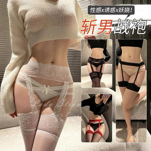 吊帶一體蕾絲性感白絲襪女超薄中長筒黑絲過膝純欲襪 斬男腿精