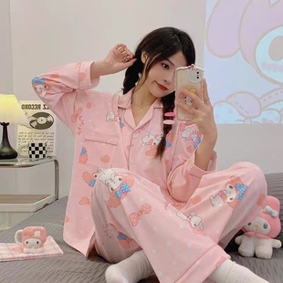 可愛減齡卡通印花含棉舒適親膚 新款 睡衣女0.63 時尚 家居服兩件套
