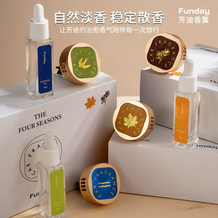 新品 高級(jí)感汽車出風(fēng)口香水硅藻泥植萃香氛精油鋅合金車載香薰禮盒