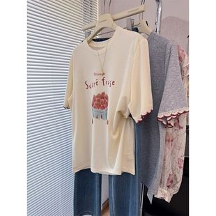 寬松純棉T恤韓系百搭減齡半袖 女夏季 上衣 花邊短袖 廣州十三行女裝