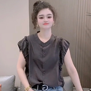 T恤女設計感洋氣襯衫 夏季 花邊短袖 韓系時尚 百搭休閑顯瘦上衣 新款