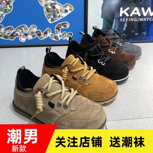 男春季 子國(guó)潮網(wǎng)紅純皮男潮鞋 新款 潮流低幫一腳蹬丑萌鞋 韓版 小丑鞋