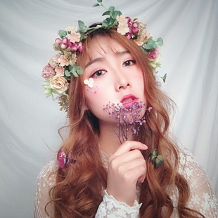 韓式 森系度假新娘花環(huán)頭紗花童頭環(huán)結(jié)婚發(fā)飾拍照頭花婚紗禮服配飾
