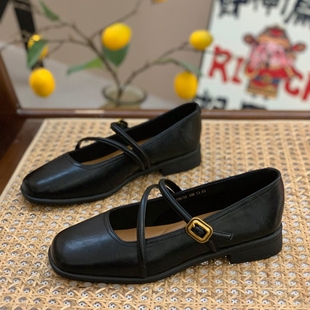 配裙子瑪麗珍鞋 復(fù)古小皮鞋 女2025新款 方頭豆豆鞋 春秋軟底單鞋 法式