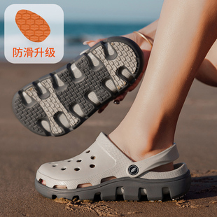 女夏季 女涼鞋 包頭拖鞋 軟底海邊沙灘鞋 外穿防滑大碼 橡膠底洞洞鞋