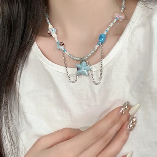 陶瓷海星吊墜流蘇項(xiàng)鏈海邊度假風(fēng)貝殼串珠鎖骨鏈甜美時(shí)尚 百搭項(xiàng)飾