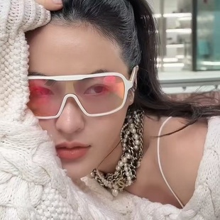 歐美復古風大框顯瘦白色反光鍍膜個性 墨鏡戶外防風遮陽騎行太陽鏡