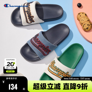 1一字拖沙灘涼鞋 Champion冠軍拖鞋 League 潮流Slide 刺繡 夏季