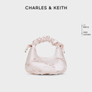 CHARLES&KEITH夏季 40151496蝴蝶結褶皺手提斜挎小方包女 女包CK2
