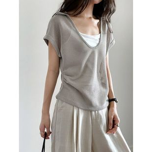 褶皺無袖 興北 T恤女 夏季 N313C 內搭吊帶背心兩件套裝 輕氧夏日