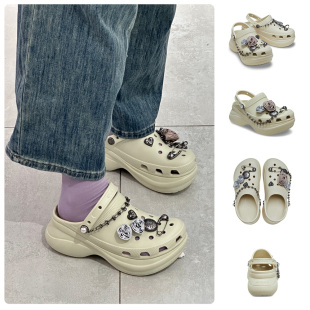 厚底涼鞋 Crocs卡駱馳25夏季 搖滾玫瑰小鯨魚洞洞鞋 女鞋 211532 新款