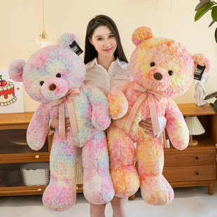炫彩玫瑰熊泰迪熊公仔毛絨玩具粉色小熊大號玩偶兒童生日禮物女