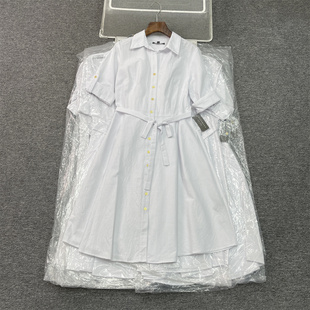 時(shí)尚 大碼 品牌夏季 單排扣修身 白色連衣裙 可挽短袖 外貿(mào)歐美單