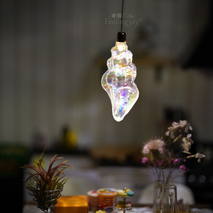 4分迷你娃屋bjd娃用Blythe微縮海螺模型炫彩吊燈