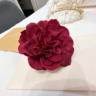 度假風頭花頭飾海邊日落拍照發(fā)飾牡丹紅色花朵發(fā)夾側(cè)邊夾主播博主
