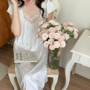 蕾絲性感純欲風(fēng)睡衣女2025新款 女士夏季 夏冰絲長(zhǎng)款 睡裙女款 裙 短袖