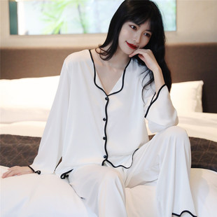 維多利亞真絲睡衣春秋長袖 100%桑蠶絲家居服 高級感女網紅夏薄款