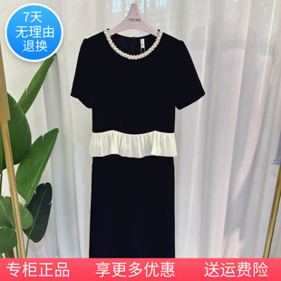 專柜正品 荷葉邊拼接氣質洋氣2025夏季 連衣裙女短袖 5X1667時尚