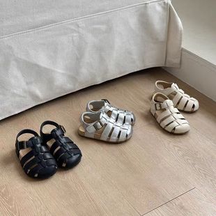 女童軟底男童沙灘寶寶羅馬女寶真皮鞋 新款 子 包頭2025夏季 兒童涼鞋