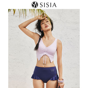 sisia2024新款 泳衣女性感顯瘦遮肚分體泳衣泡溫泉海邊度假比基尼