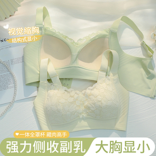 內(nèi)衣女大胸顯小收副乳防下垂全罩杯薄款 聚攏顯瘦文胸性感蕾絲胸罩