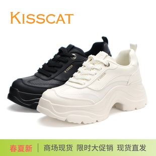 女 輕便舒適增高休閑運動鞋 KISSCAT接吻貓2025新款 追風厚底老爹鞋