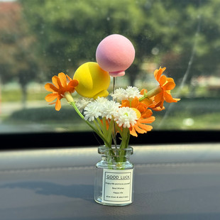 仿真花朵仿真花朵汽車擺件車載中控臺裝 飾品花朵創意可愛飾品