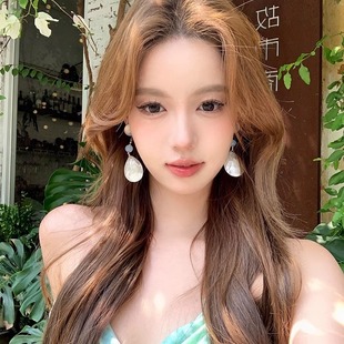 夏日海島度假風貝殼流蘇耳環海邊夸張高級感輕奢耳飾女 蜜桃茶
