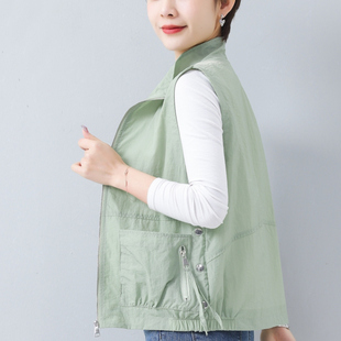 寬松短款 新款 馬甲女春夏薄款 洋氣媽媽外穿馬夾背心坎 雙層加網