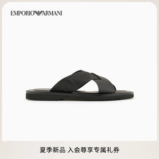 ARMANI 交叉袢帶平底休閑涼鞋 阿瑪尼2025夏季 男士 新款 EMPORIO