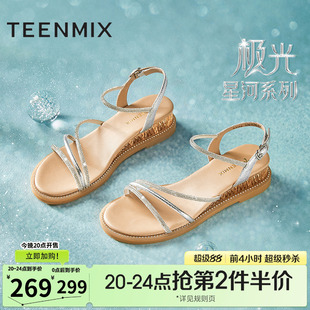 夏新款 涼鞋 CTI32BL4 女外穿時裝 天美意仙女一字帶坡跟厚底涼鞋