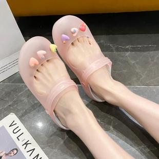 女厚底防滑軟底沙灘涼鞋 包頭洞洞鞋 女外穿果0701h 夏季 2025年新款