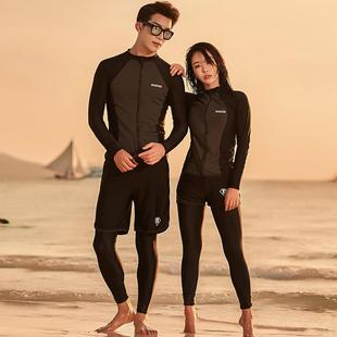 時尚 2024新款 顯瘦性感男女韓國泡溫泉度假潛水服 情侶泳衣套裝 長袖
