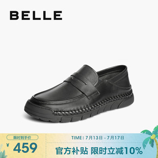 真皮套腳豆豆鞋 百麗男士 新款 男25夏季 A1891BM5 一腳蹬商務休閑皮鞋