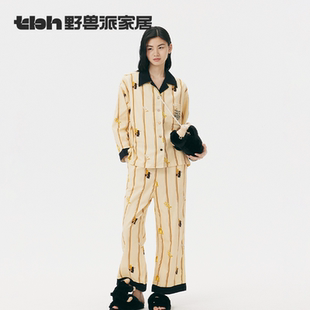 tbh野獸派家居神奇動物全棉家居服套裝 純棉情侶睡衣 女可外穿四季