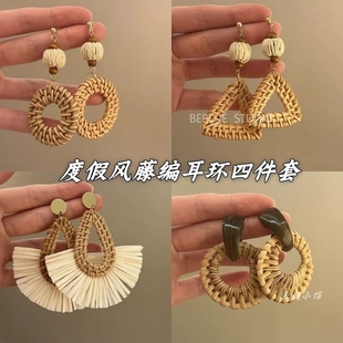 耳墜 長款 適合夏天 耳環流蘇耳飾海邊度假風沙灘波西米亞耳釘新款
