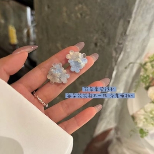藍色花朵耳釘夏日海邊氛圍感度假風(fēng)耳環(huán)耳飾 藍調(diào)時刻 蜜桃茶