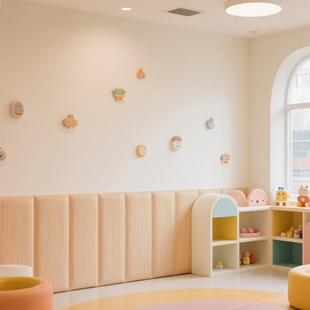 木紋軟包榻榻米墻圍兒童房墻面裝 飾售樓部墻貼背景墻幼兒園墻貼