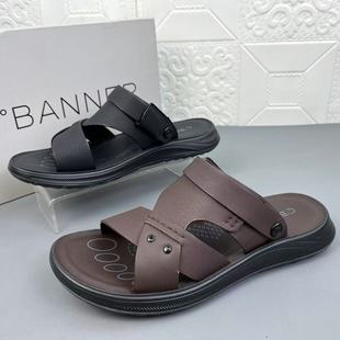 防滑沙灘鞋 3940C.BANNER千百度正品 新款 撤柜夏季 處理頭層牛皮男鞋