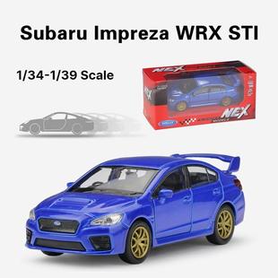 威利Welly合金1 STI賽車回力收藏 36玩具汽車模型斯巴魯翼豹WRX